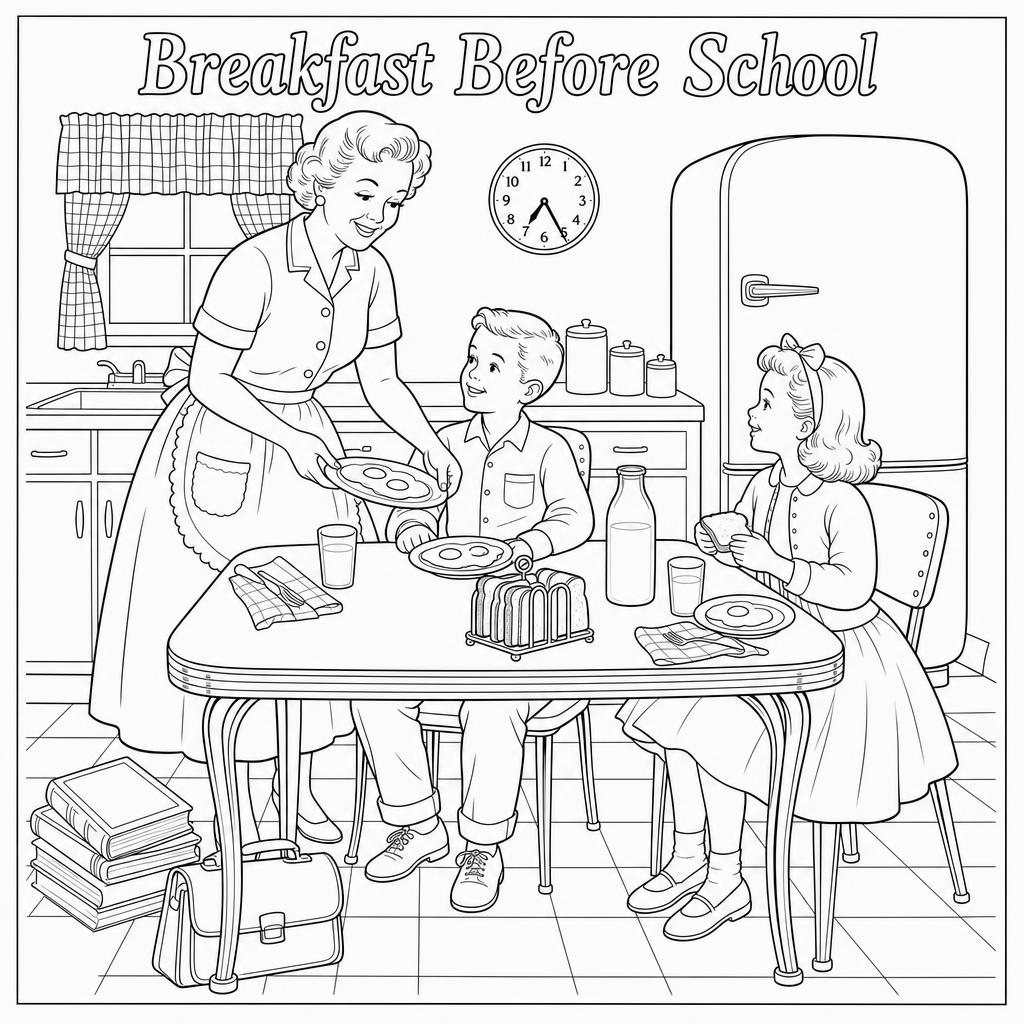 Sample coloring page — Breakfast Before School
