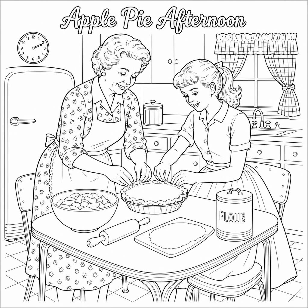 Sample coloring page — Apple Pie Afternoon