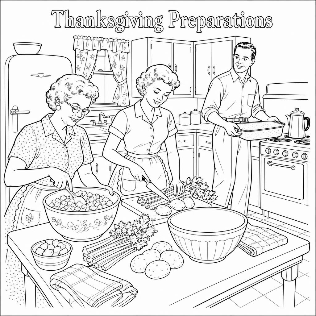 Sample coloring page — Thanksgiving Preparations