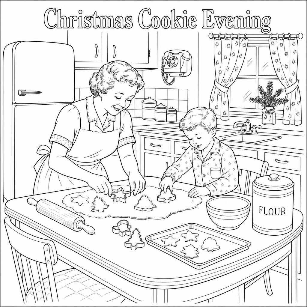 Sample coloring page — Christmas Cookie Evening