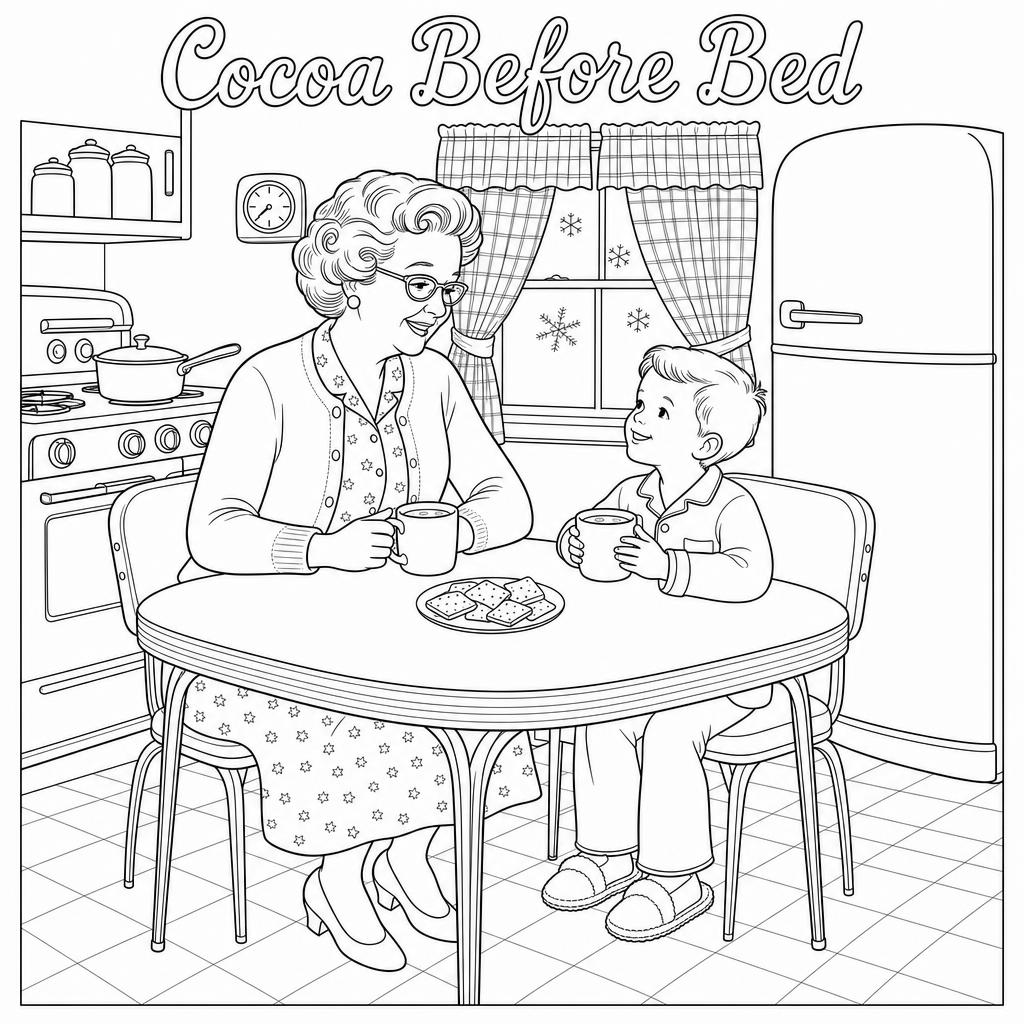 Sample coloring page — Cocoa Before Bed
