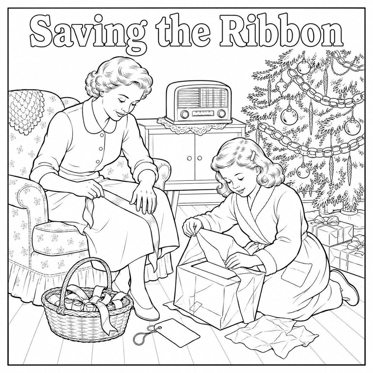 Sample coloring page — Saving the Ribbon