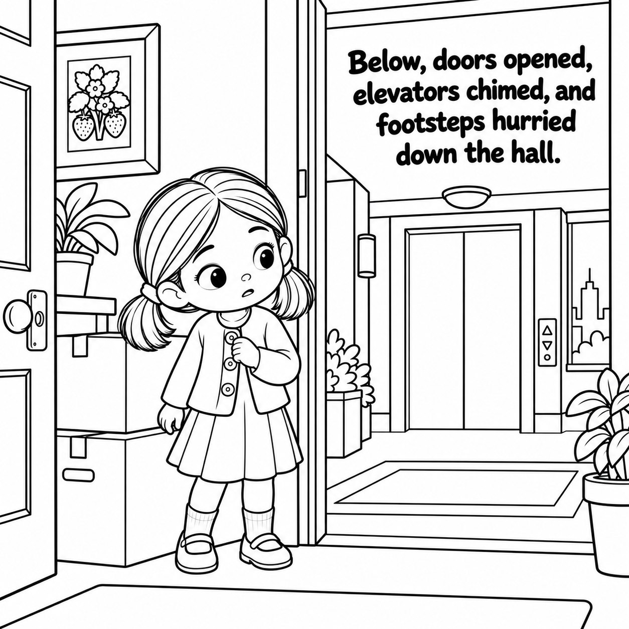 Lily, moving day page, coloring edition