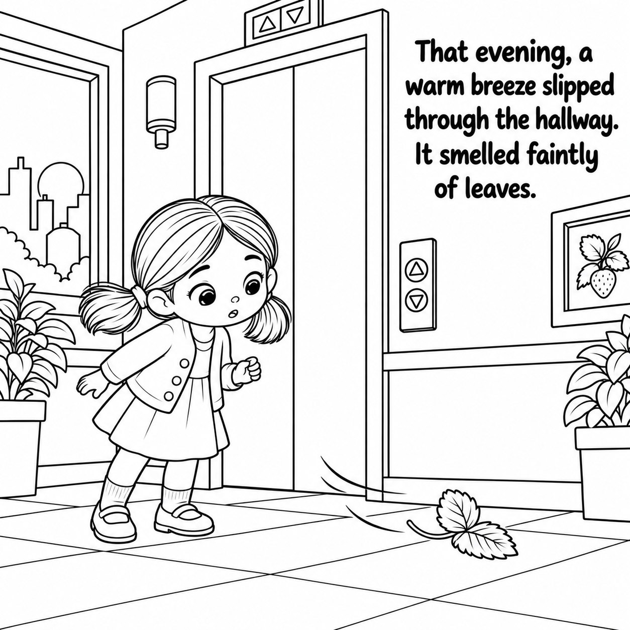 Lily, hallway page, coloring edition